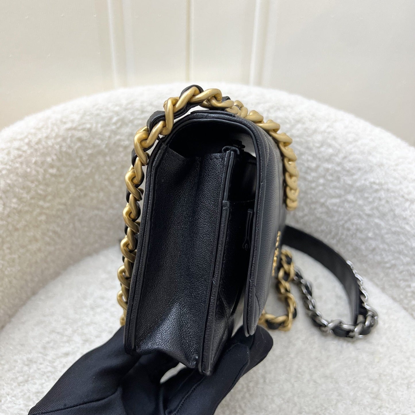 Chanel 19 Wallet on Chain WOC in Black Lambskin and 3 Tone Hw ( ) Handbag