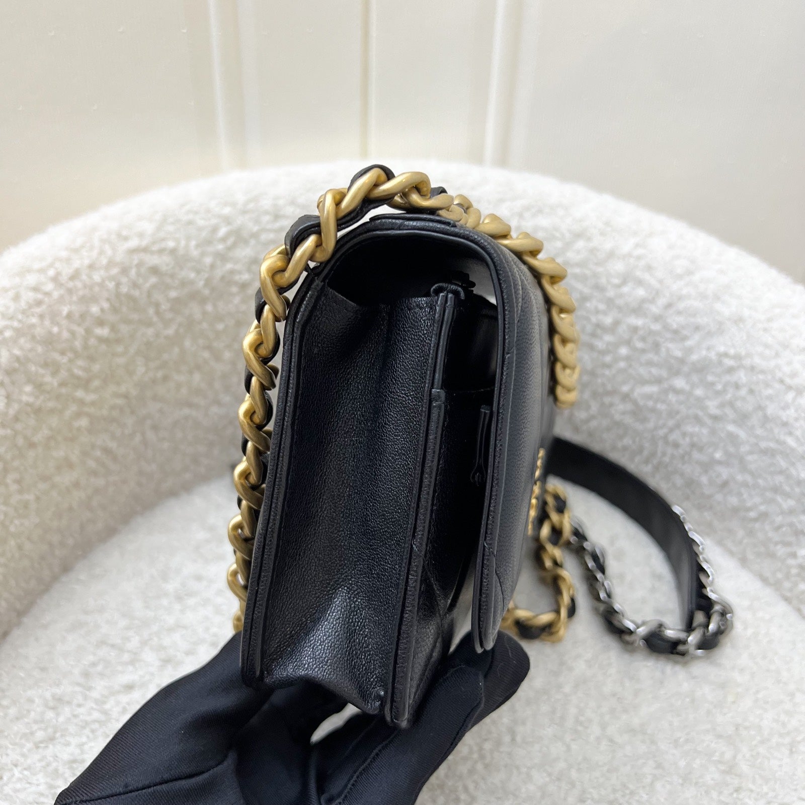 Chanel 19 Wallet on Chain WOC in Black Lambskin and 3 Tone Hw ( ) Handbag