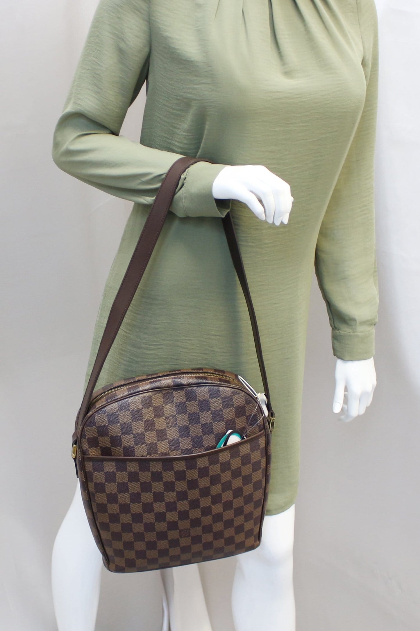 Louis Damier Ebene Ipanema Gm Crossbody Bag Brown