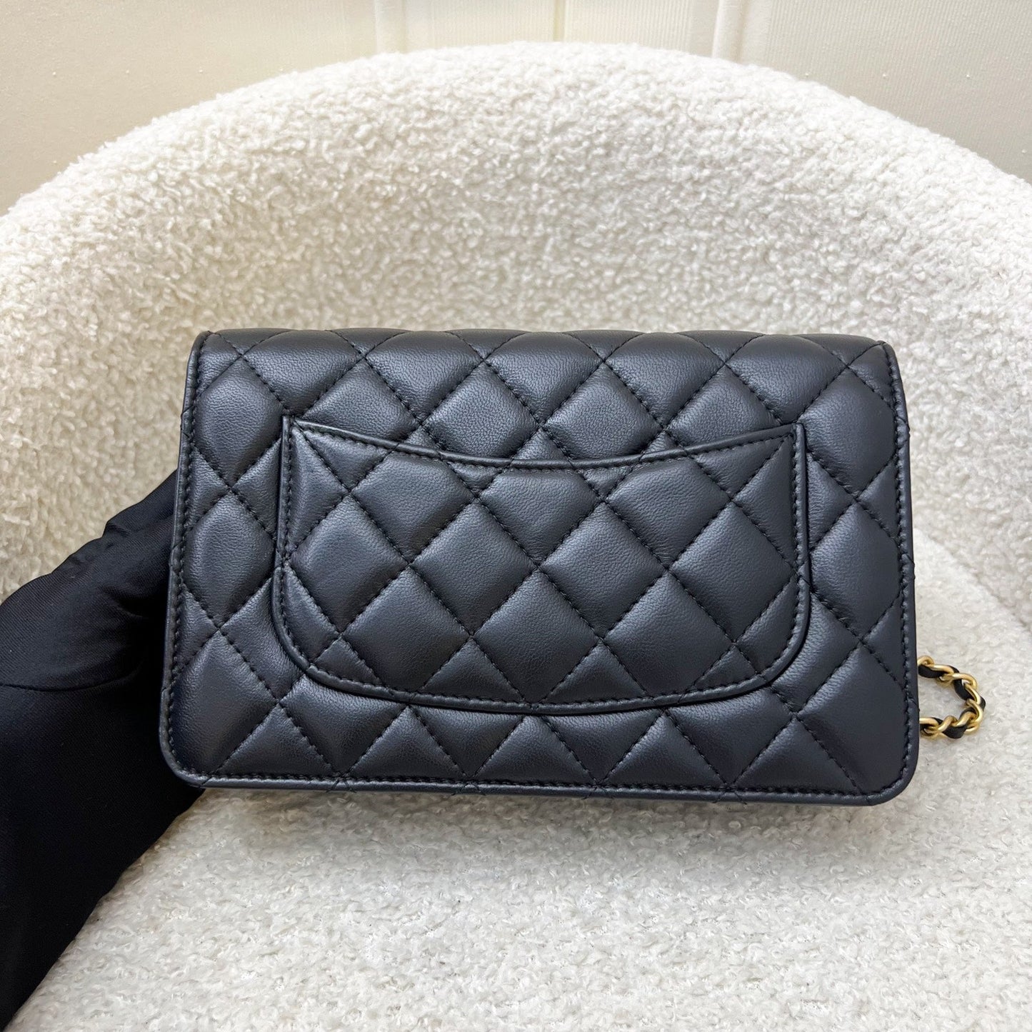 Chanel Pearl Crush Wallet on Chain WOC in Black Lambskin and Aghw ( ) Handbag