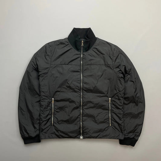 Prada Handbag Sport Tab Padded Harrington Jacket Leather Nylon Black