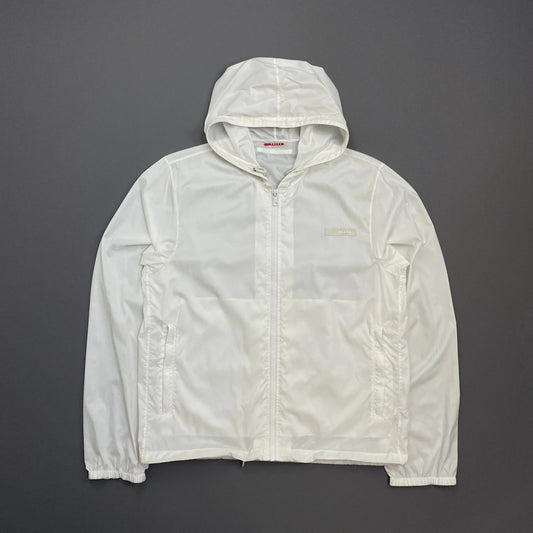 Prada Handbag Sport Lightweight Hooded Windbreaker Jacket Nylon White