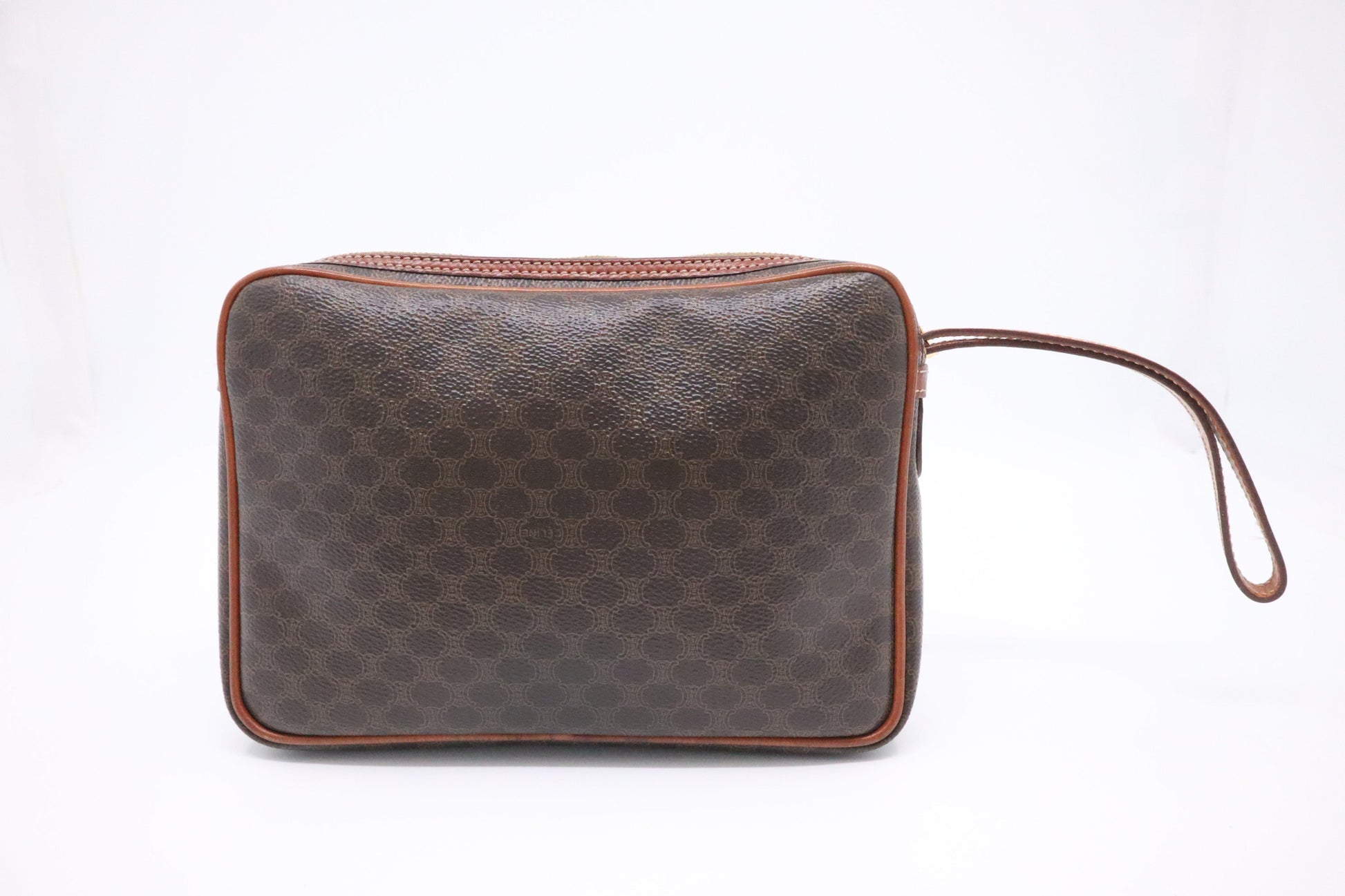 Celine Wrist Pouch In Macadam Handbag Canvas Brown Travel Bag