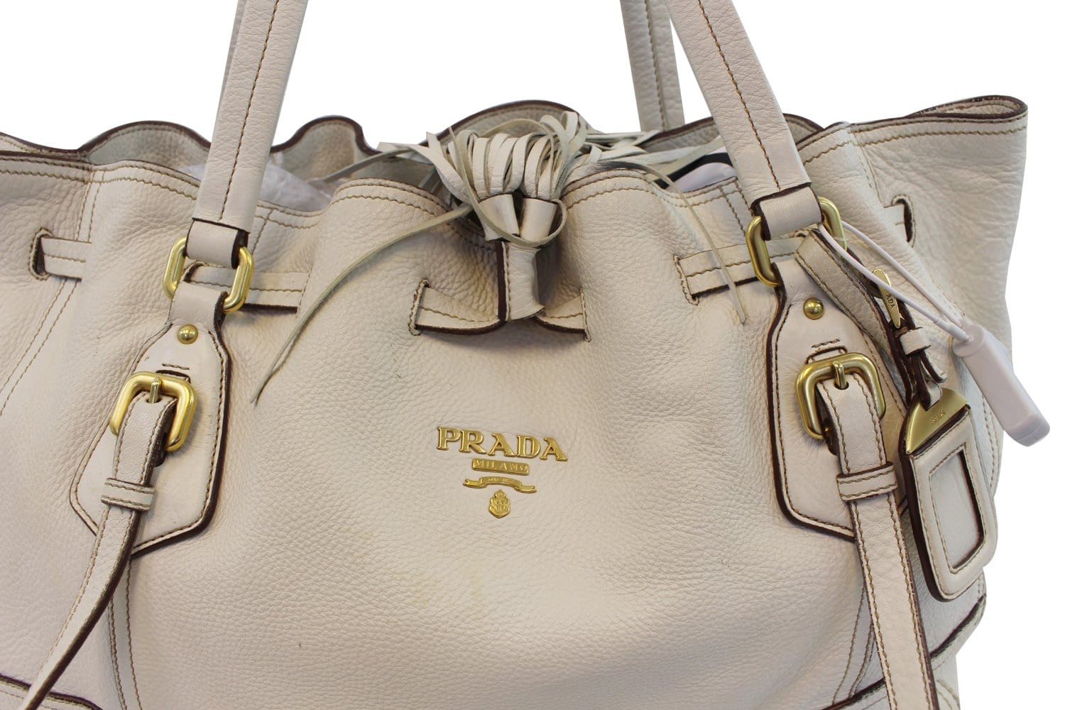 Prada Milano Hobo Bag Leather White Shoulder Bag