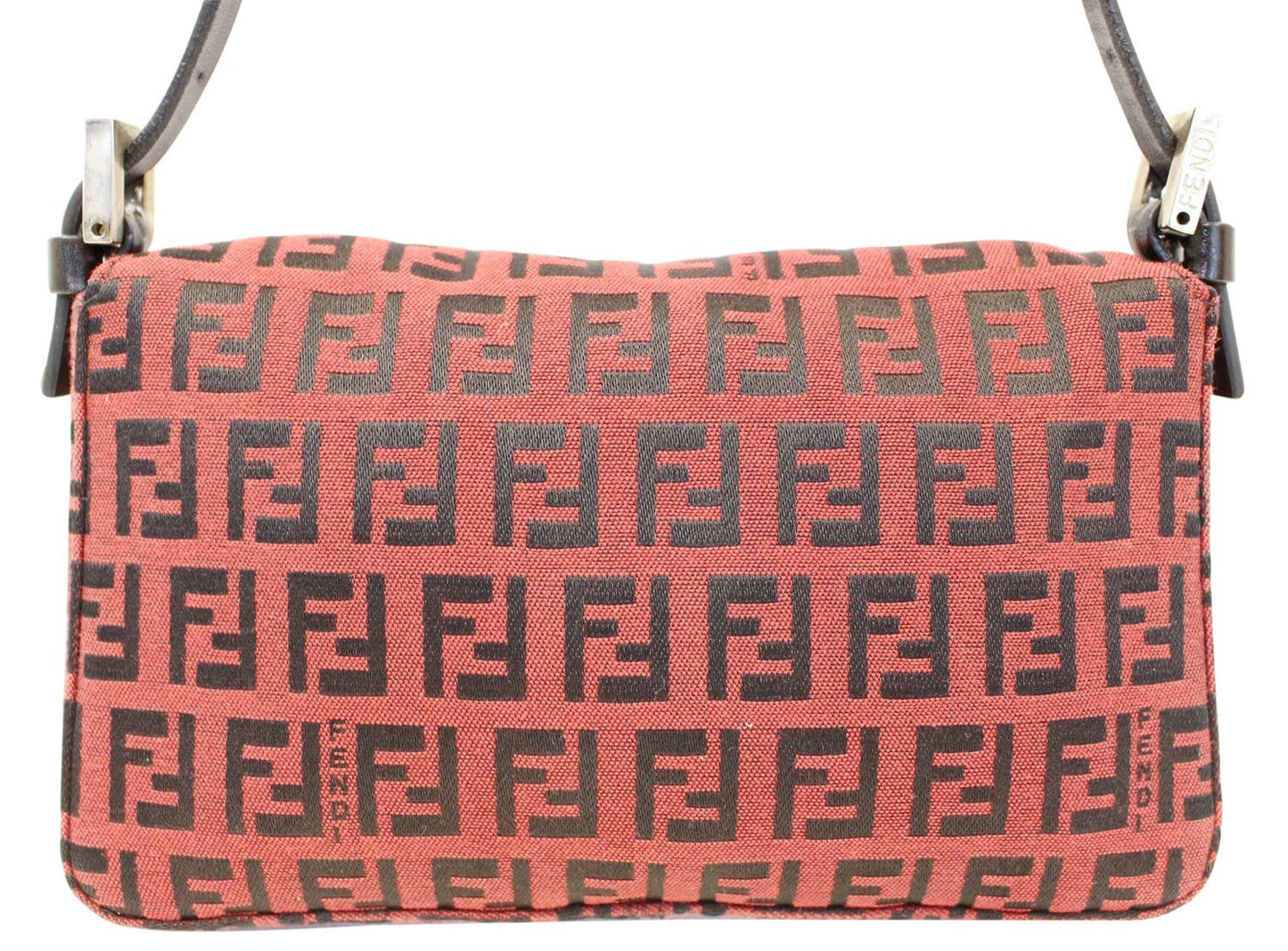 Fendi Zucca Burgundy Hobo Bag Canvas Monogram Black