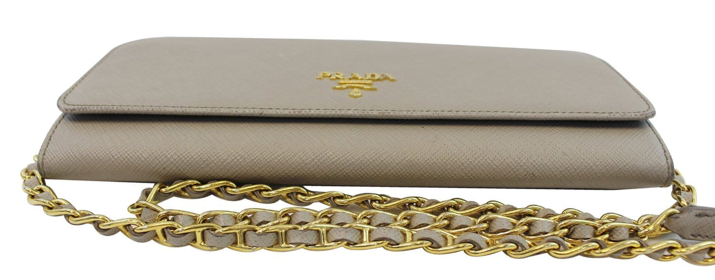 Prada Marmo Clutch Bag Leather Metal Saffiano