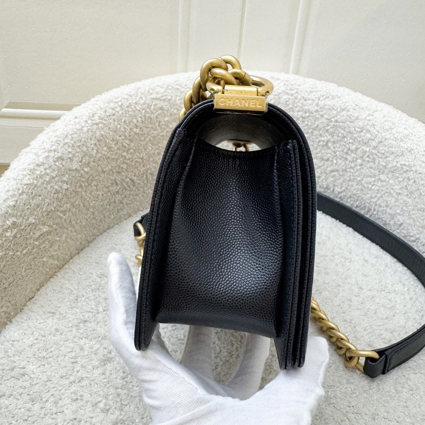 Chanel Small 20Cm Boy Flap In Black Caviar And Aghw ( ) Bag