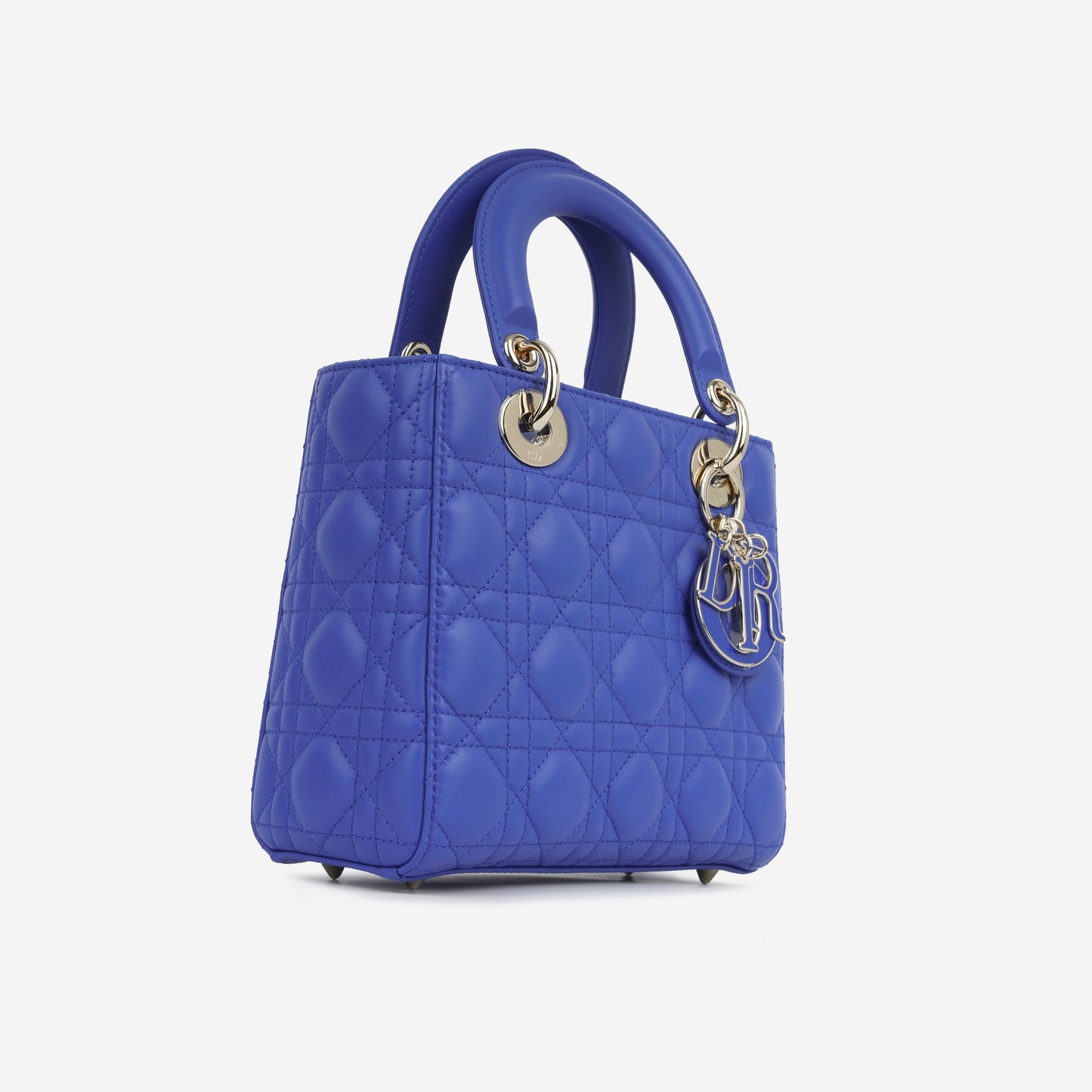 Dior Christian Lady Royal Tote Bag Blue Small