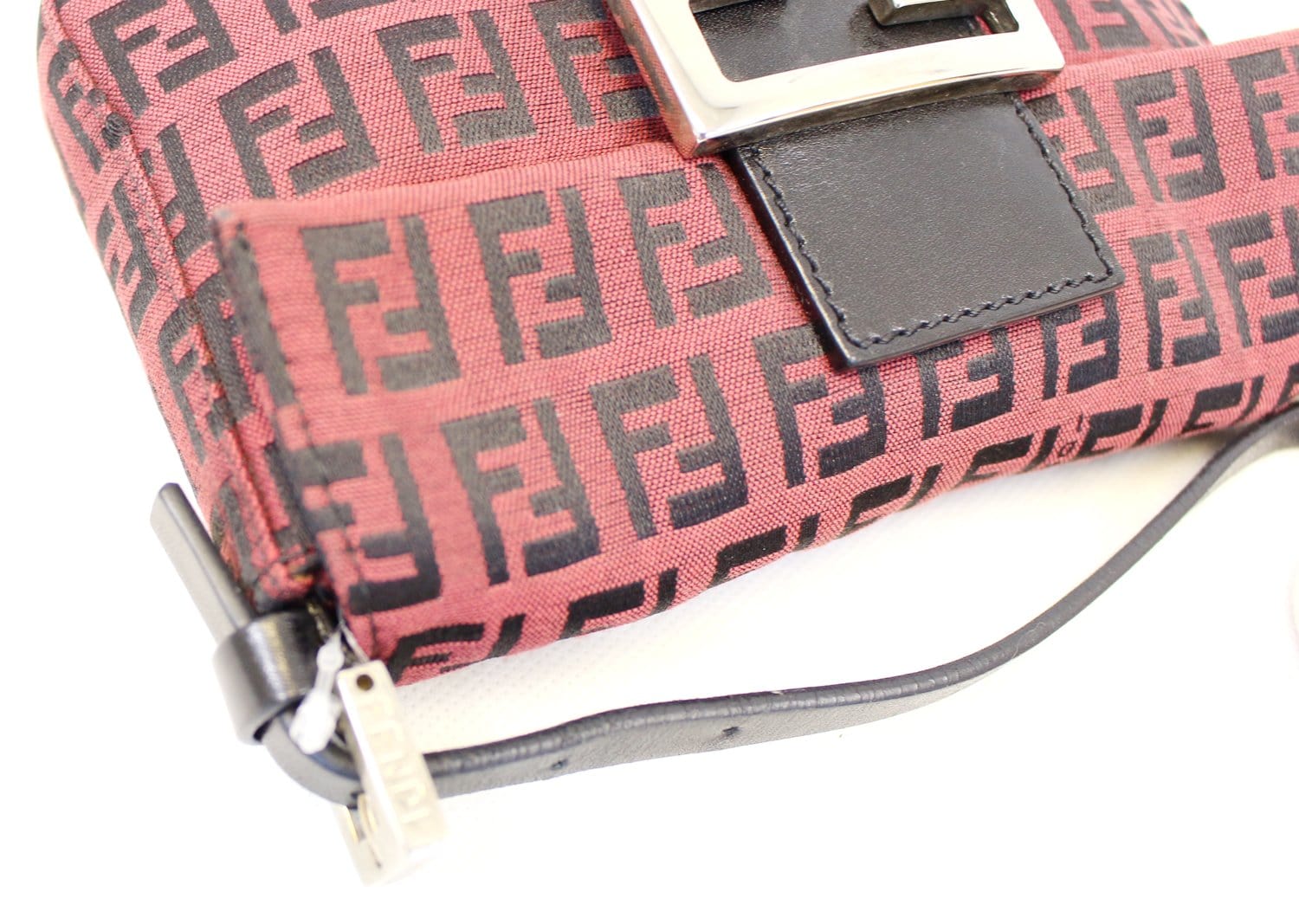 Fendi Zucca Burgundy Hobo Bag Canvas Monogram Black