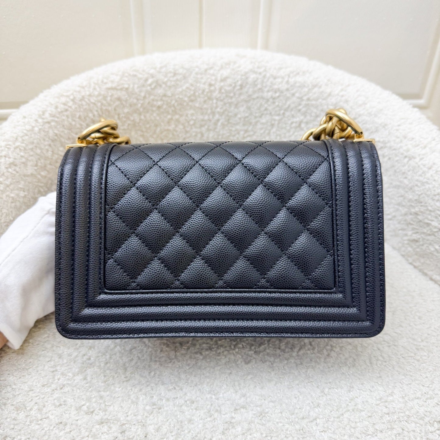 Chanel Small 20CM Boy Flap in Black Caviar and Aghw ( ) Handbag
