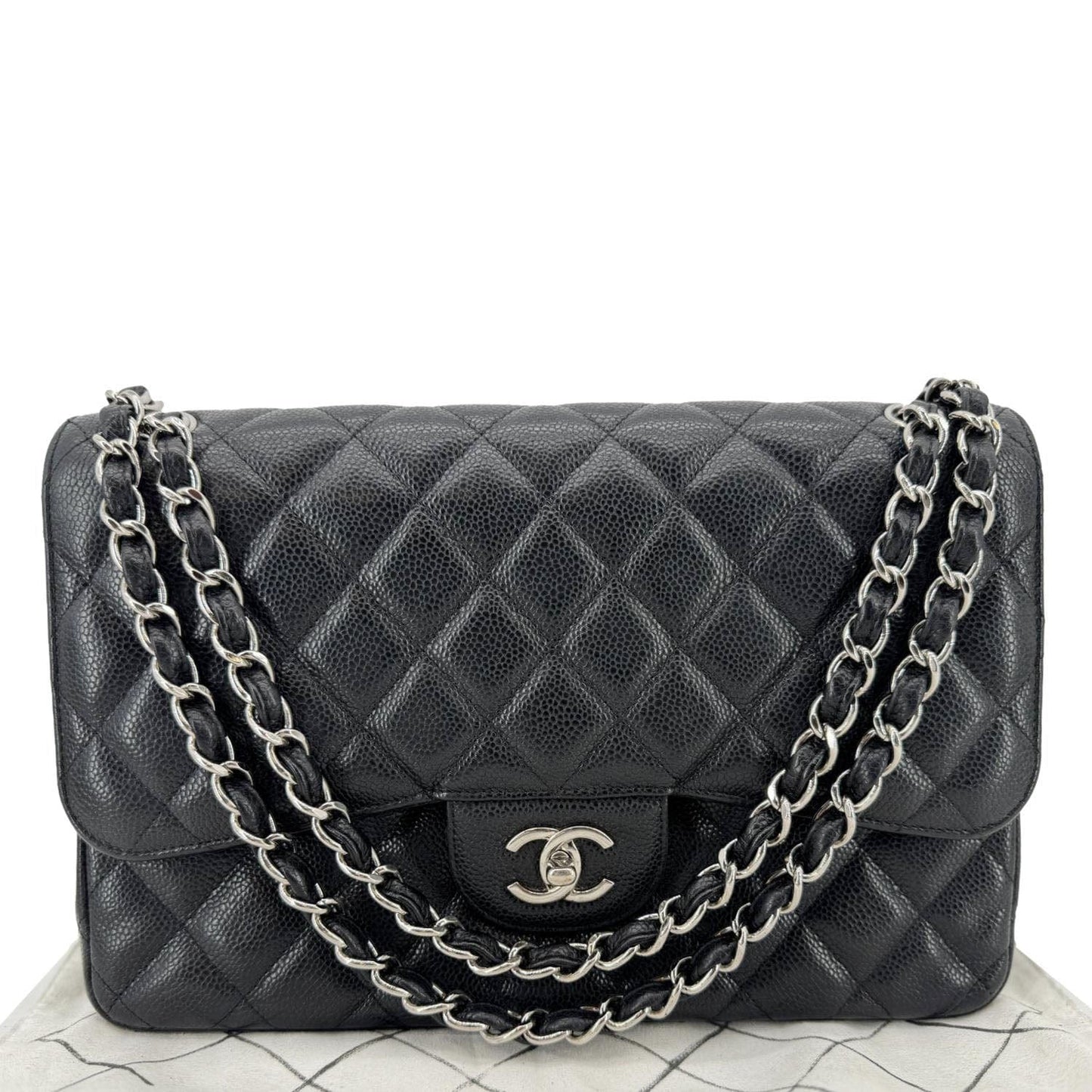 Chanel Classic Jumbo Double Flap Quilted Leather Black Travel Bag Bag 7