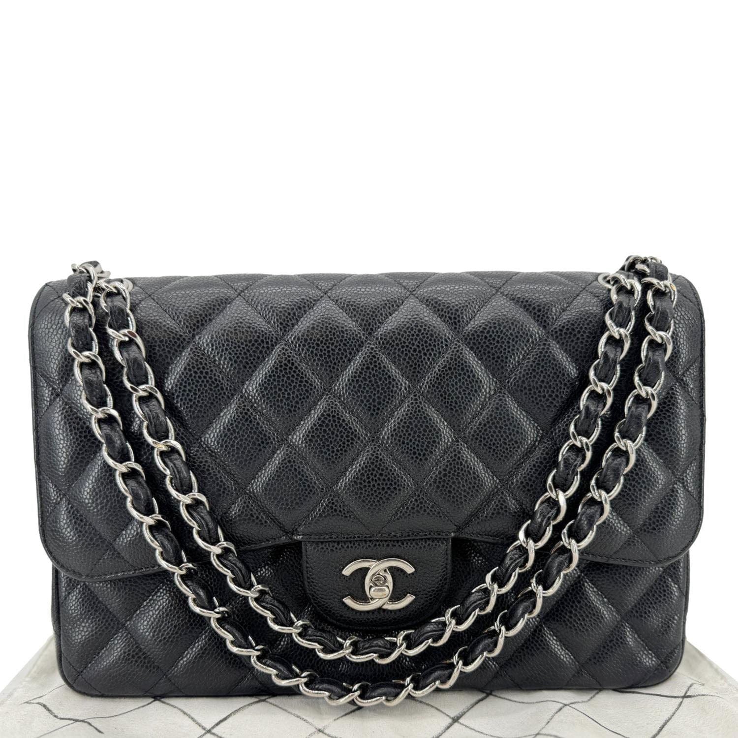 Chanel Classic Jumbo Double Flap Quilted Leather Black Travel Bag Bag 7