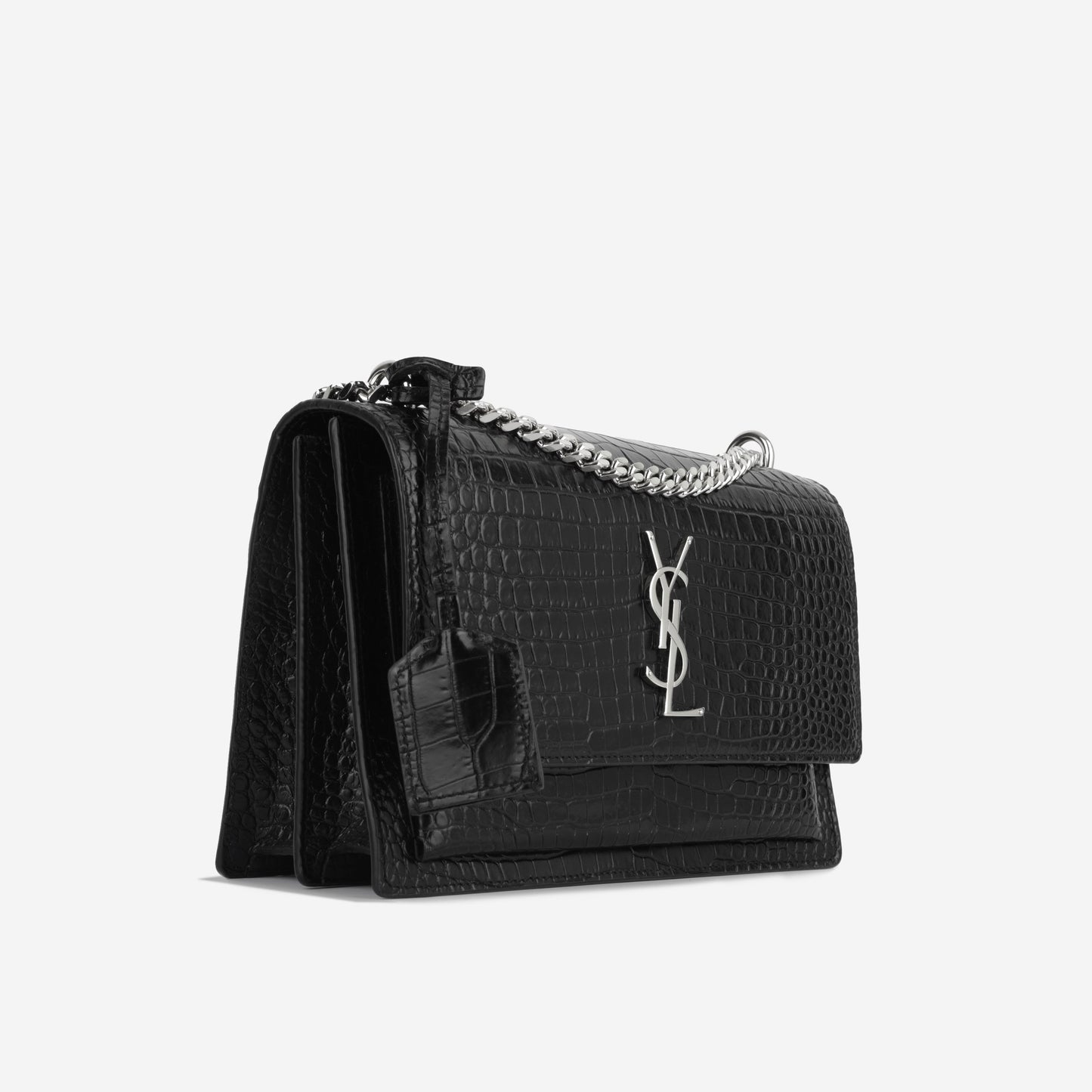 YSL Saint Laurent Sunset Crossbody Bag Medium Embossed Leather Shw