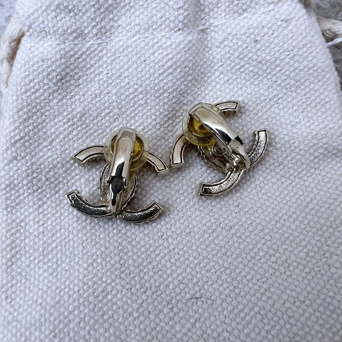 Chanel 19S Clip on CC Earrings with Rainbow Crystals and Lghw