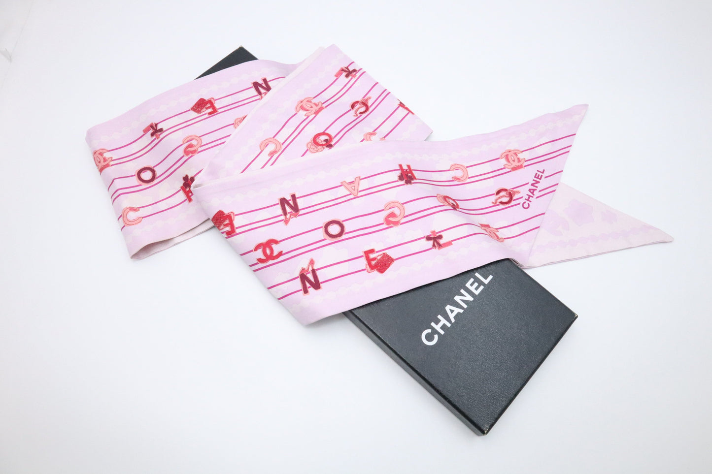 Chanel Scarf Purple Silk Pink