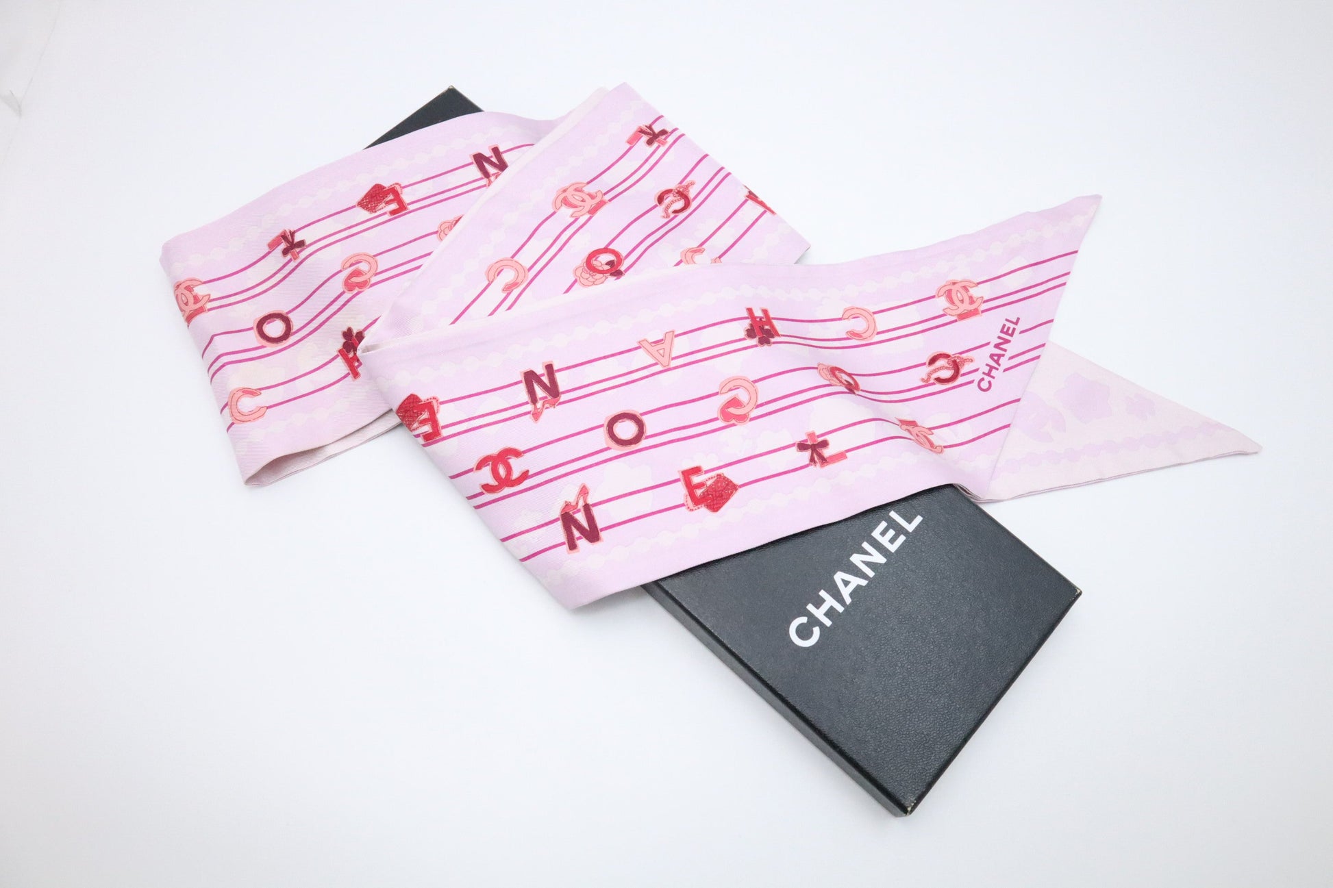 Chanel Scarf Purple Silk Pink