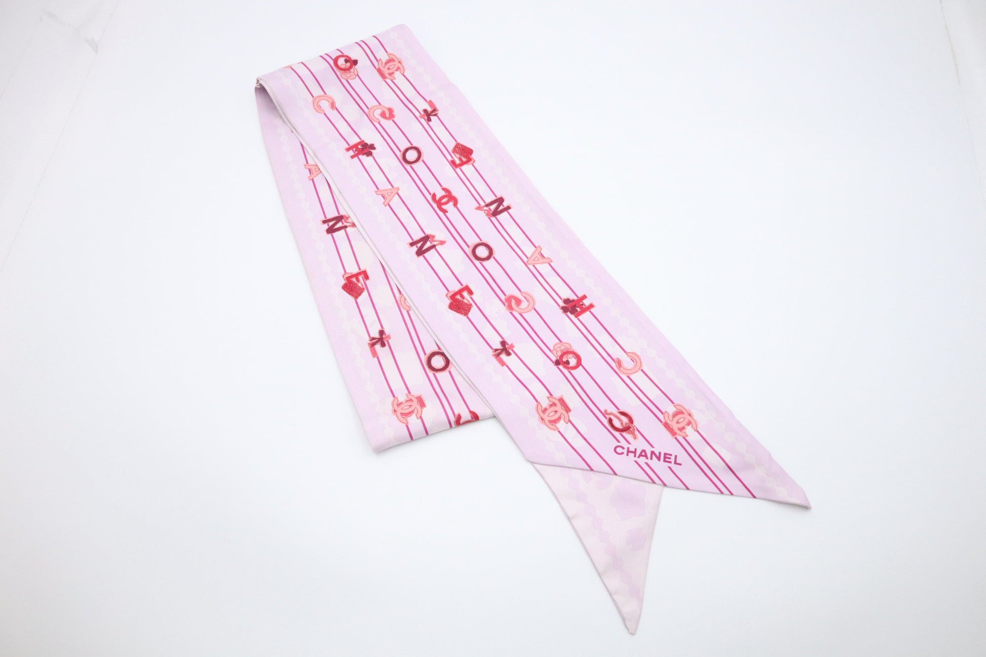 Chanel Scarf Purple Silk Pink