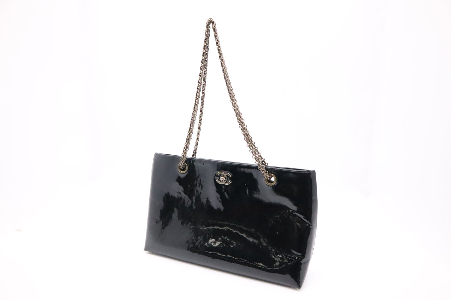 Chanel Patent Black Leather Shoulder Bag Leather 1