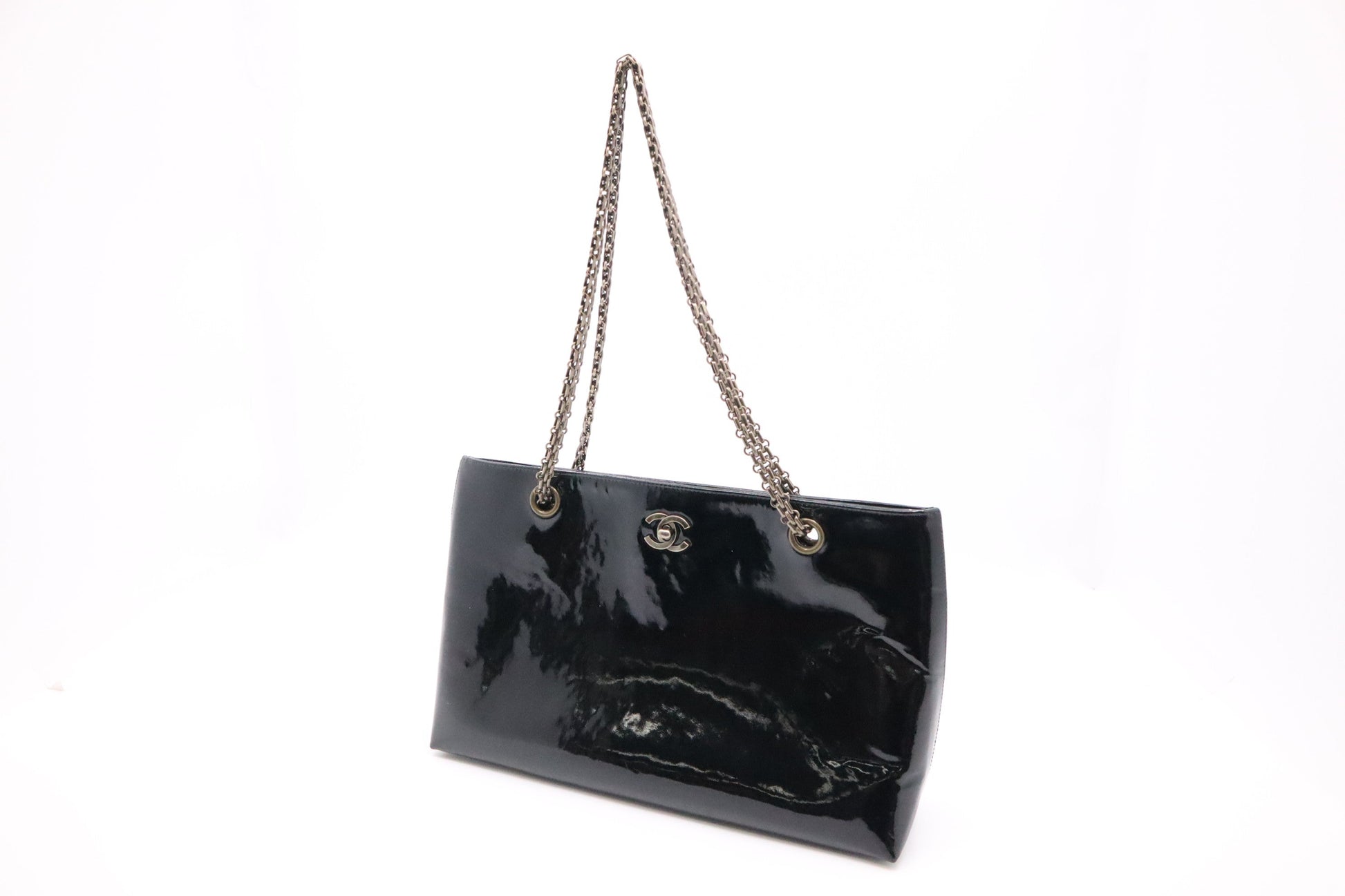 Chanel Patent Black Leather Shoulder Bag Leather 1