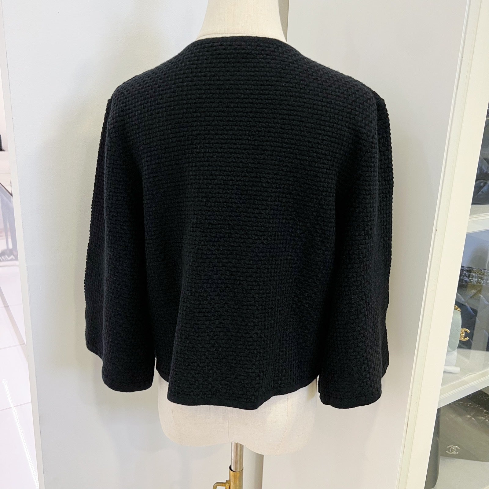 Chanel 25P Cape Cardigan In Black Viscose And Cashmere Sz 38 ( ) Bag
