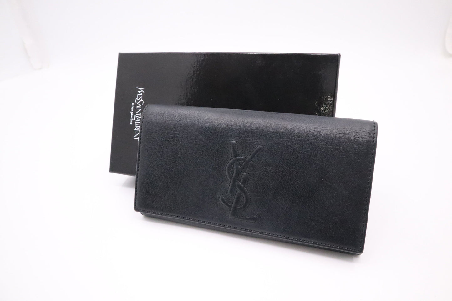 YSL Saint Laurent Long Wallet In Travel Bag Leather Black
