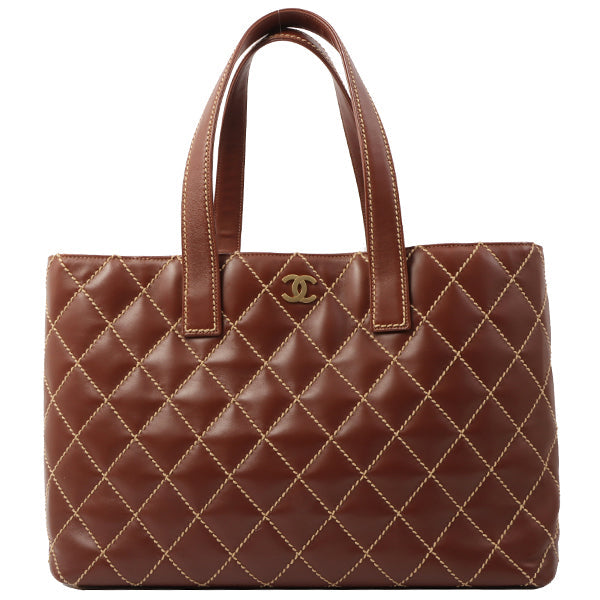 Chanel 2003 Made Wild Stitch Coco Mark Plate Big Tota Bag Brown