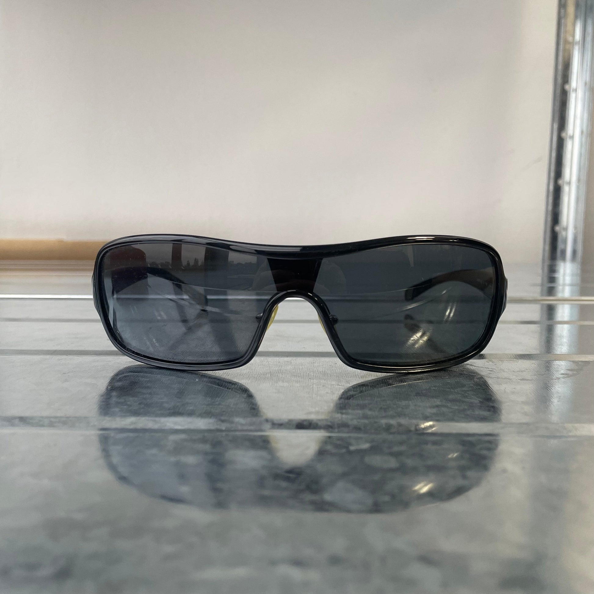 Prada Handbag Sport Wide Accent Sunglasses Black Silver