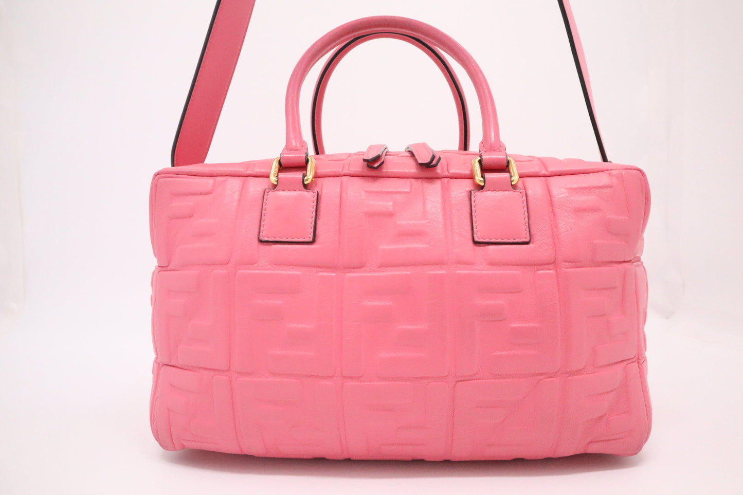 Fendi Boston Bag In Leather Pink Travel Bag