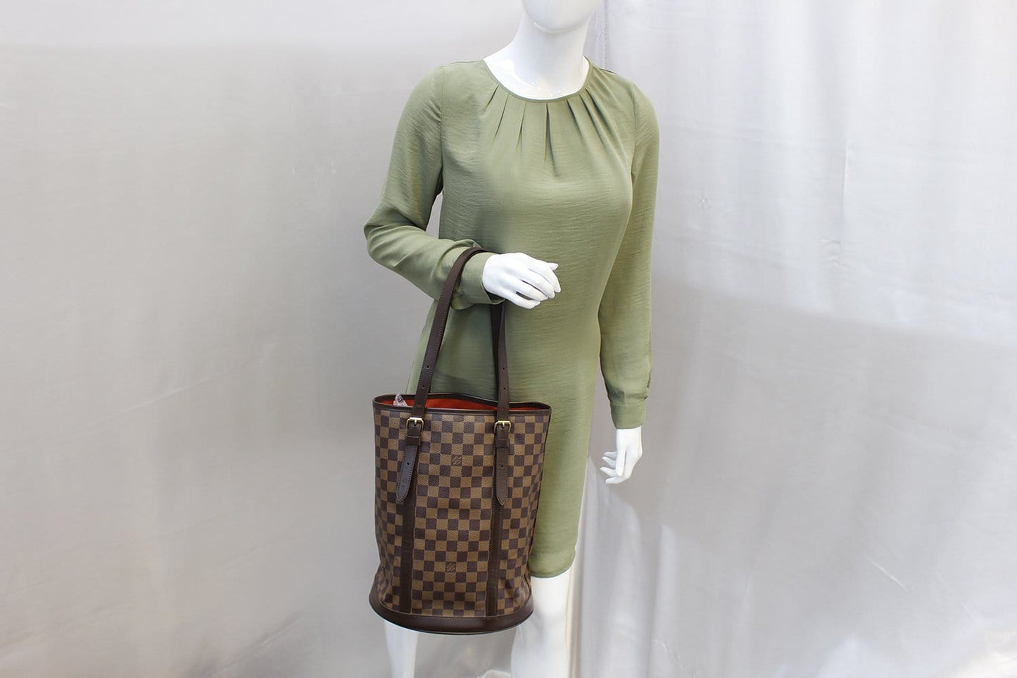 Louis Damier Ebene Special Order Shoulder Bag Large Bucket