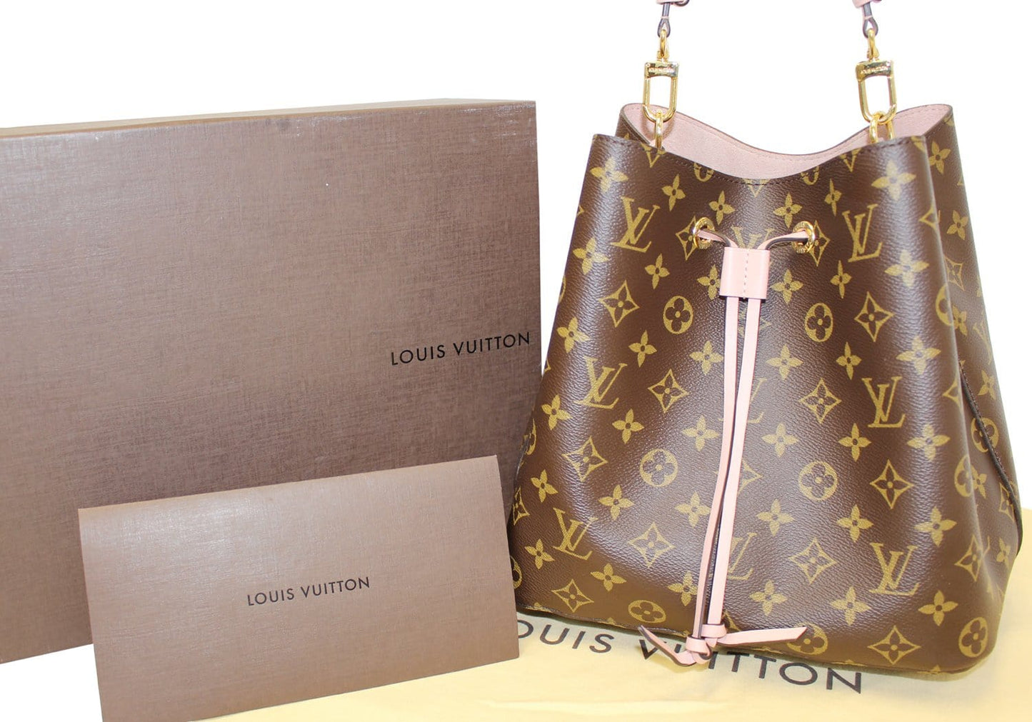 Louis Neonoe Shoulder Bag Rose Ballerine Canvas Monogram