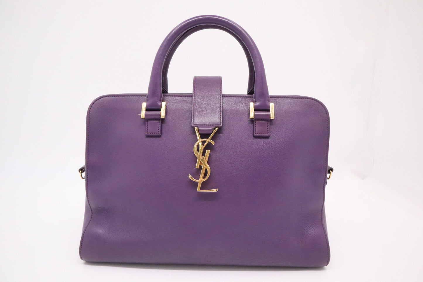 YSL Saint Laurent Baby Cabas In Purple Travel Bag Leather