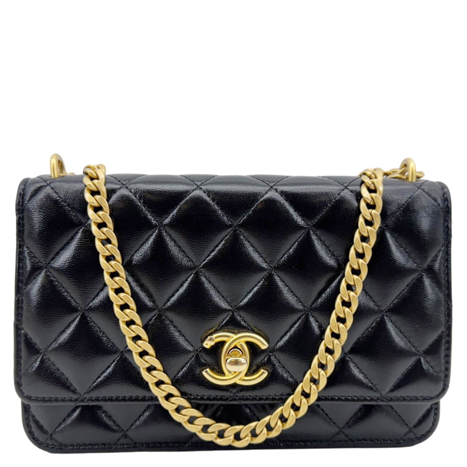 Chanel Pillow Crush Quilted WOC Leather Lambskin Black Travel Bag
