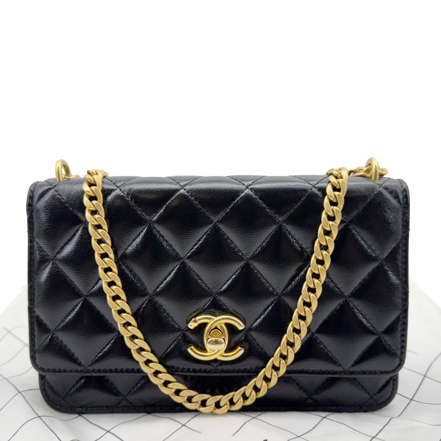 Chanel Pillow Crush Quilted WOC Leather Lambskin Black Travel Bag