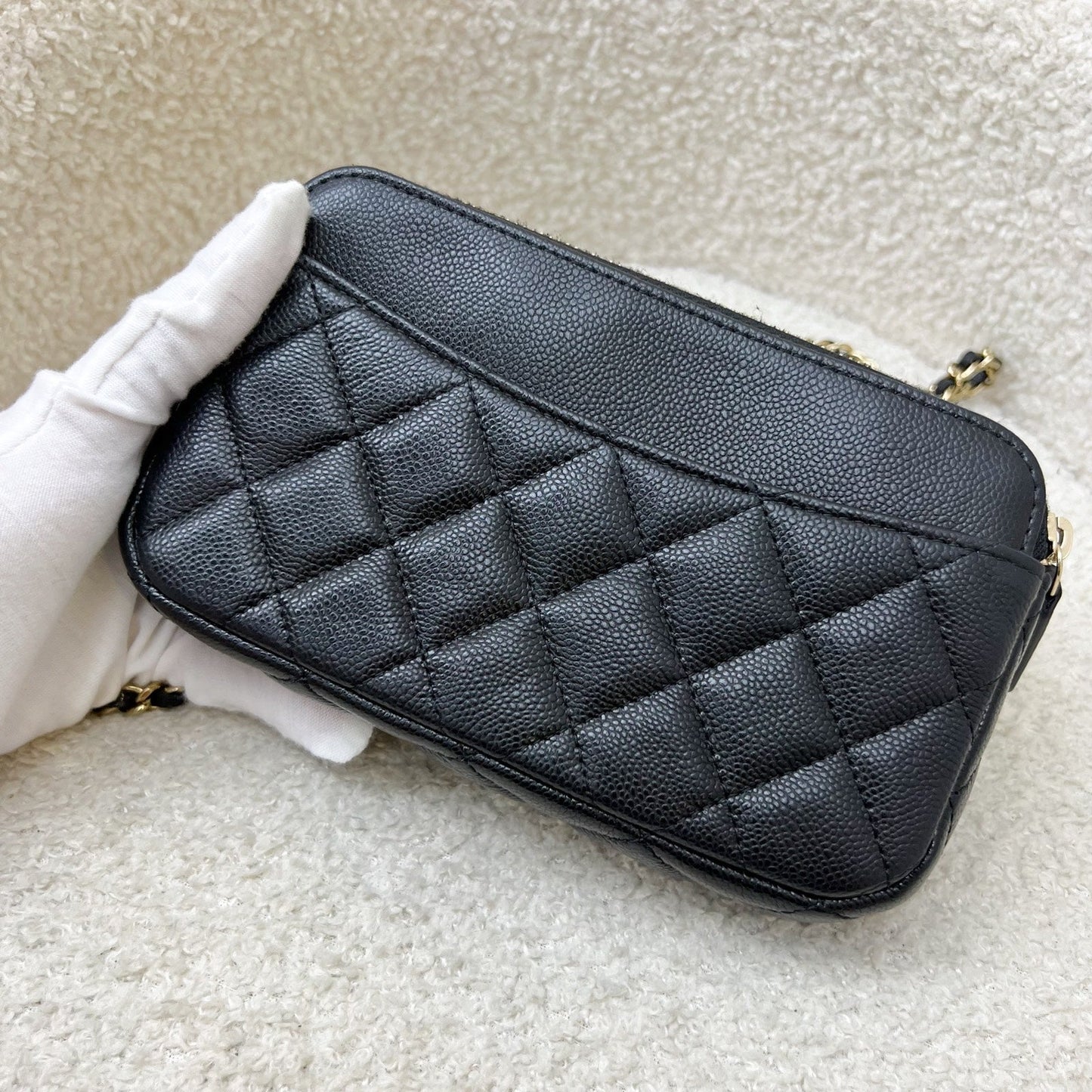Chanel Phone Holder Wallet On Chain Woc In Black Caviar And Lghw ( ) Bag