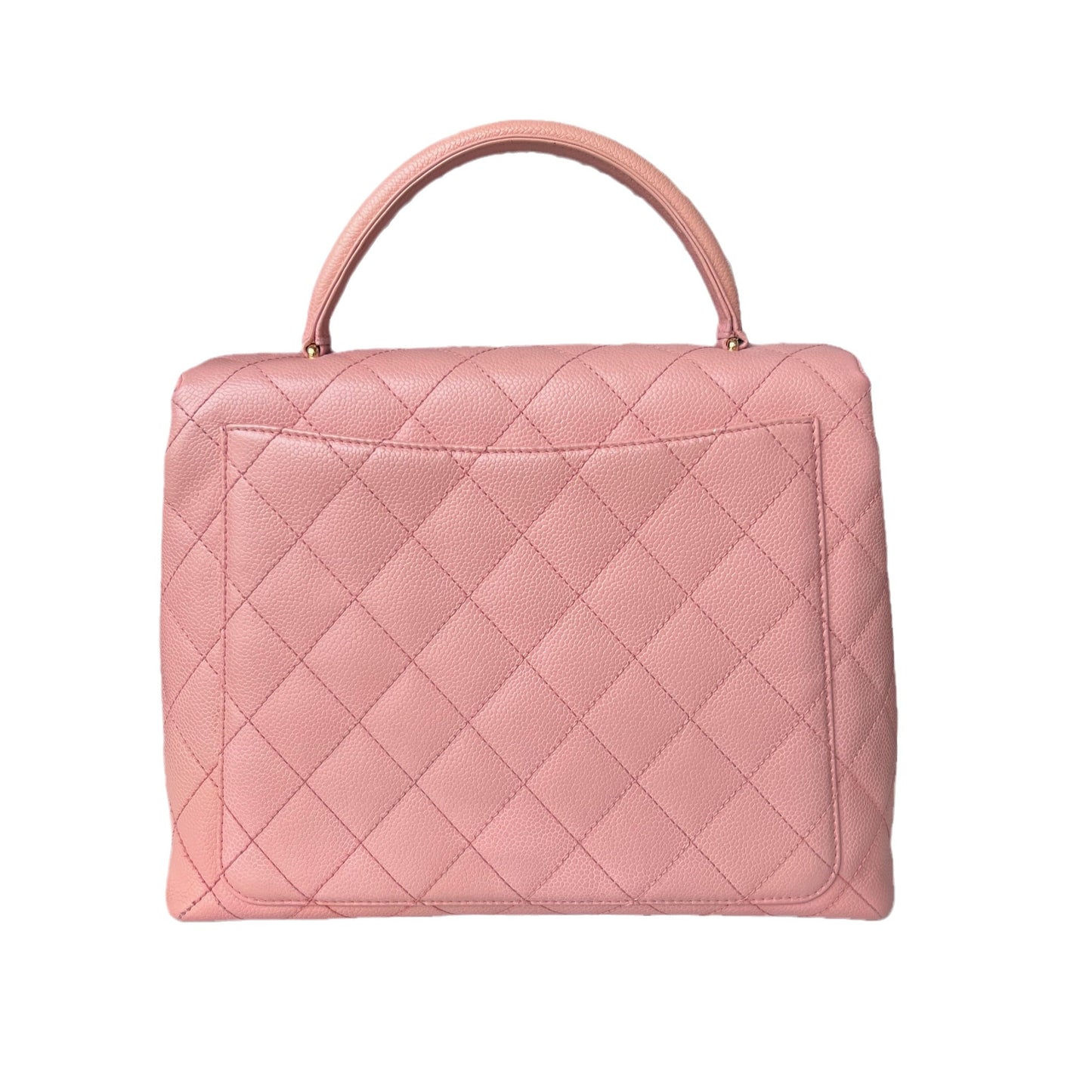 Chanel Top Handle Kelly Flap Quilted Caviar Pink Gold Leather Shoulder Bag