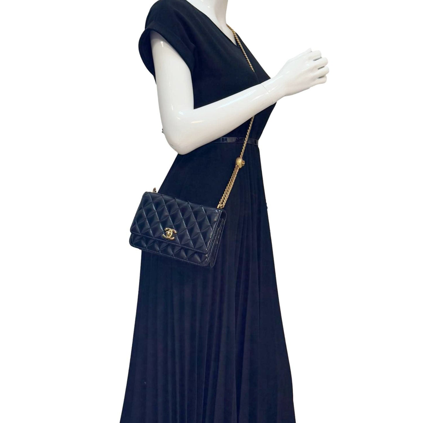 Chanel Pillow Crush Quilted WOC Leather Lambskin Black Travel Bag