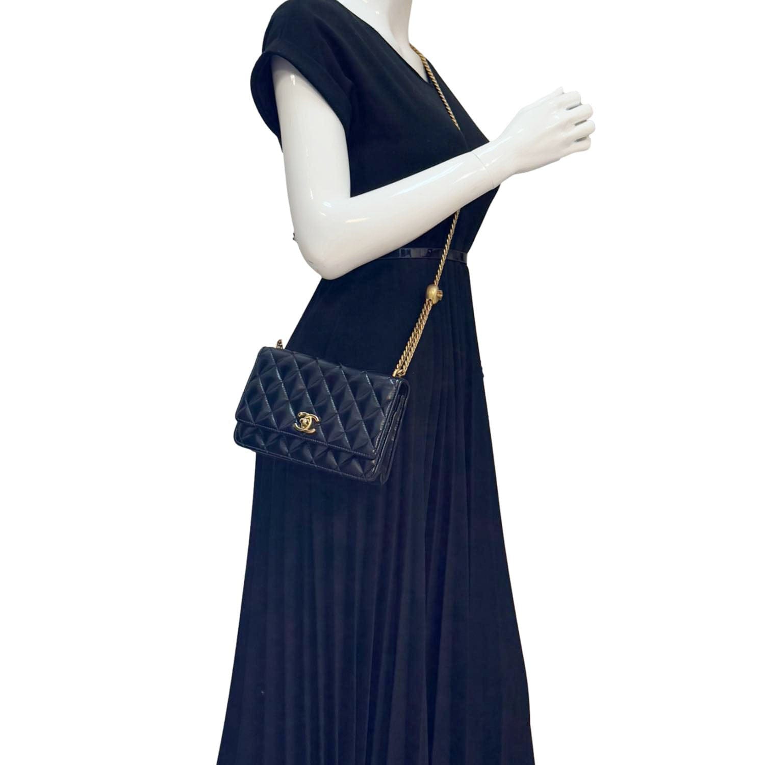 Chanel Pillow Crush Quilted WOC Leather Lambskin Black Travel Bag