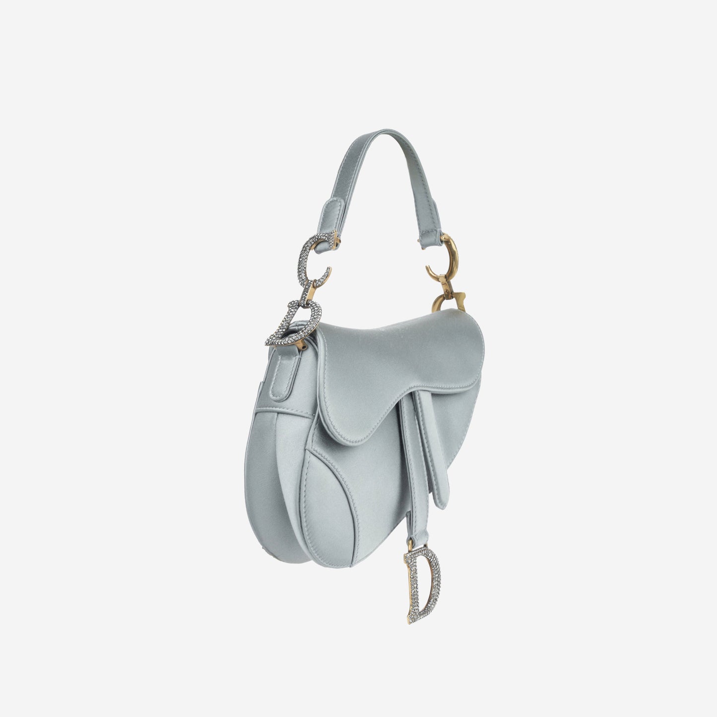 Dior Christian Saddle Bag Mini Shoulder Bag Sage Satin Ghw