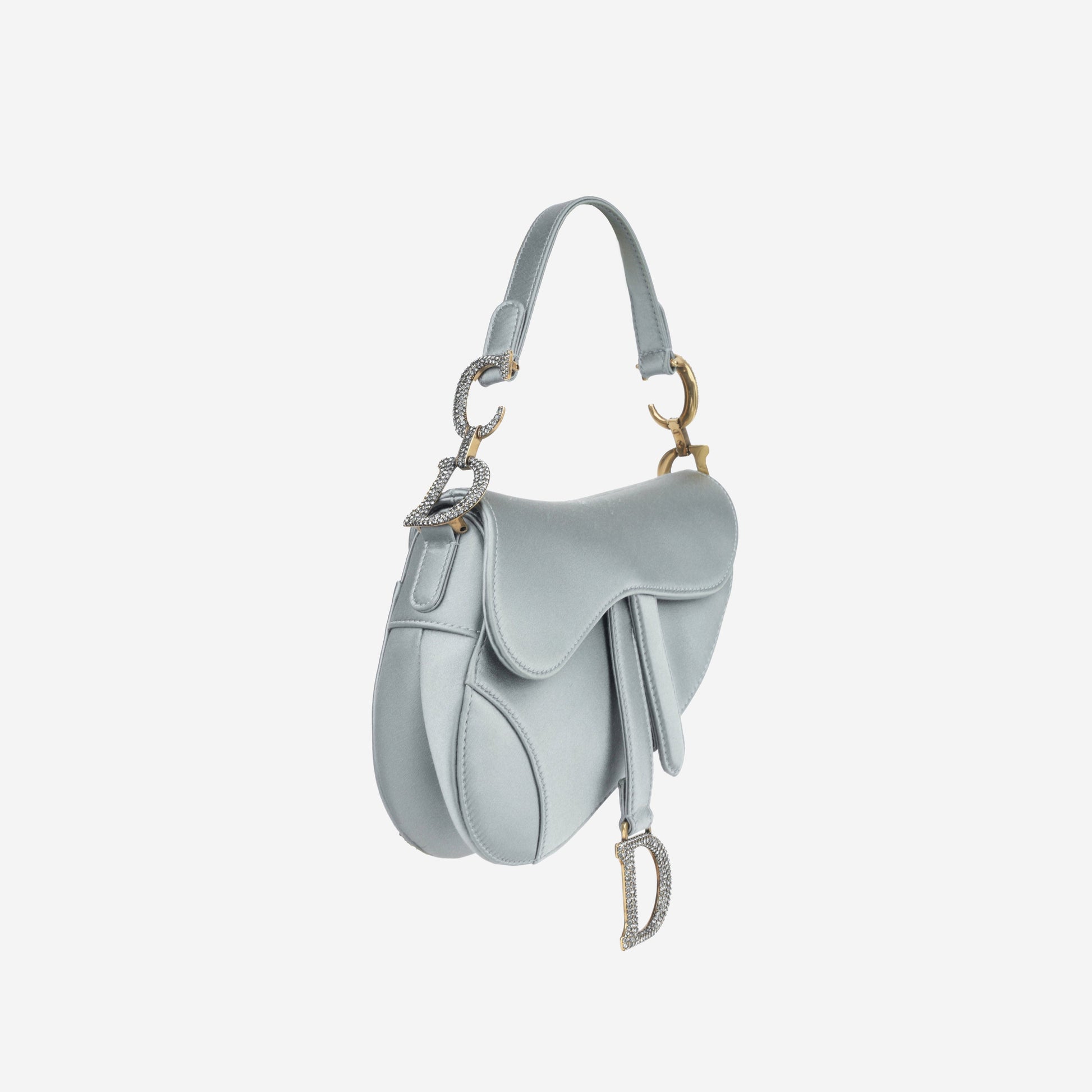 Dior Christian Saddle Bag Mini Shoulder Bag Sage Satin Ghw