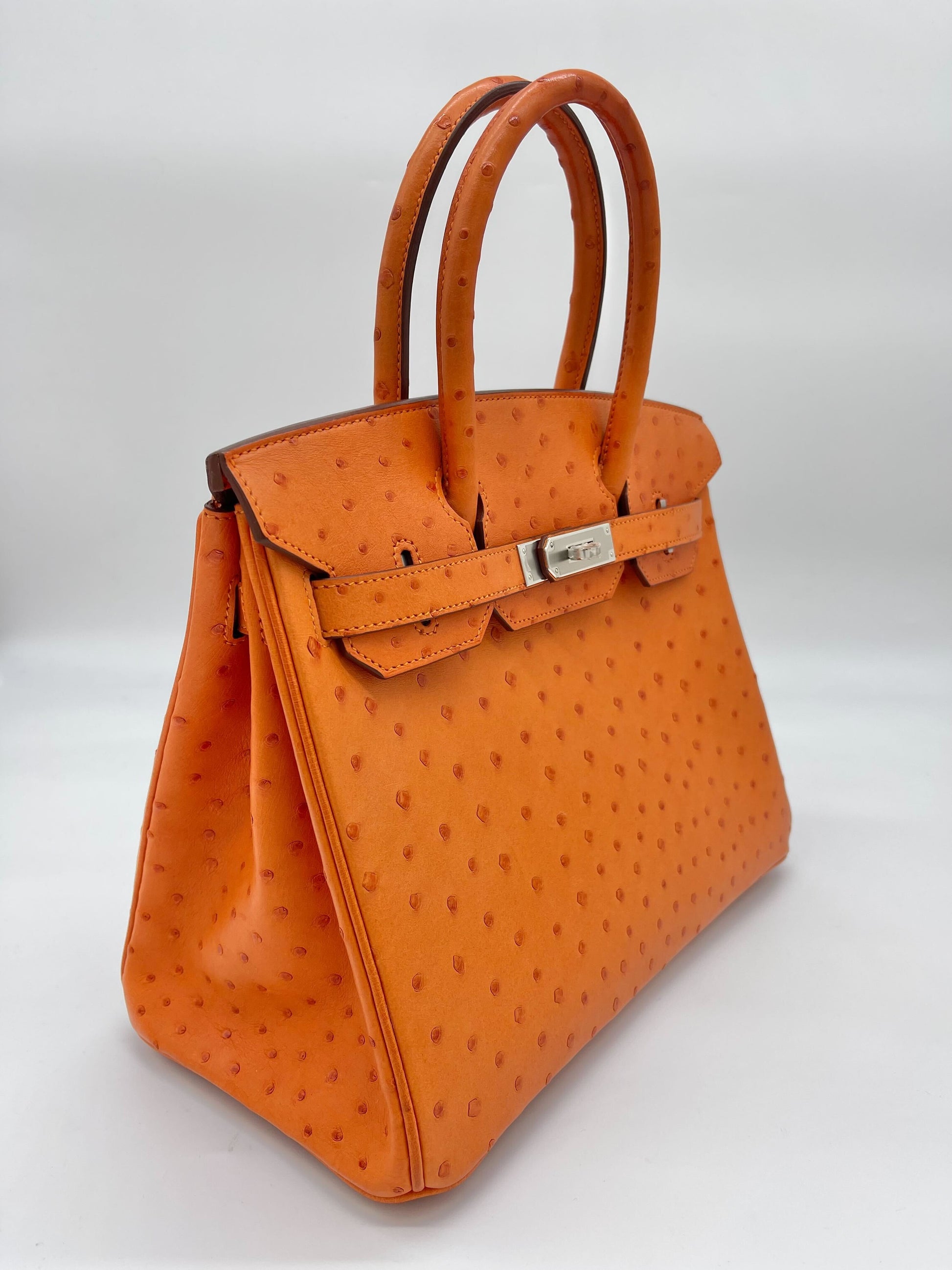 Gucci Hermes Birkin Ostrich 5K Tangerine Palladium Hardware Handbag Travel Bag