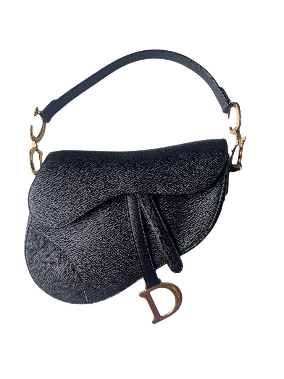 Dior Saddle Medium Grained Handbag With Hardware Leather Black Travel Bag