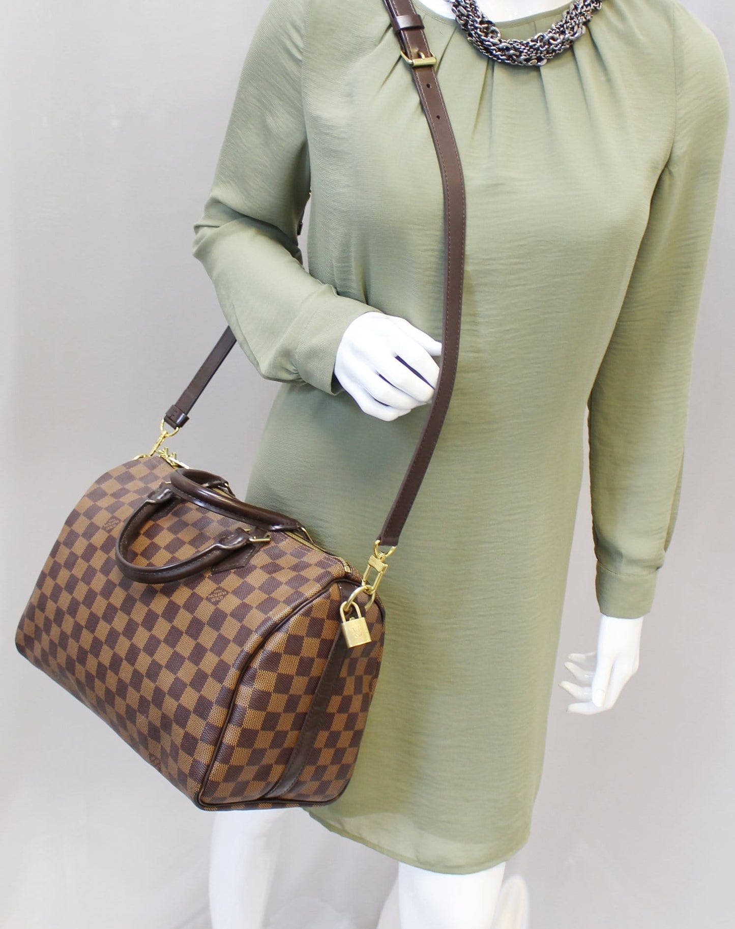Louis Damier Ebene Speedy Bandouliere Shoulder Bag