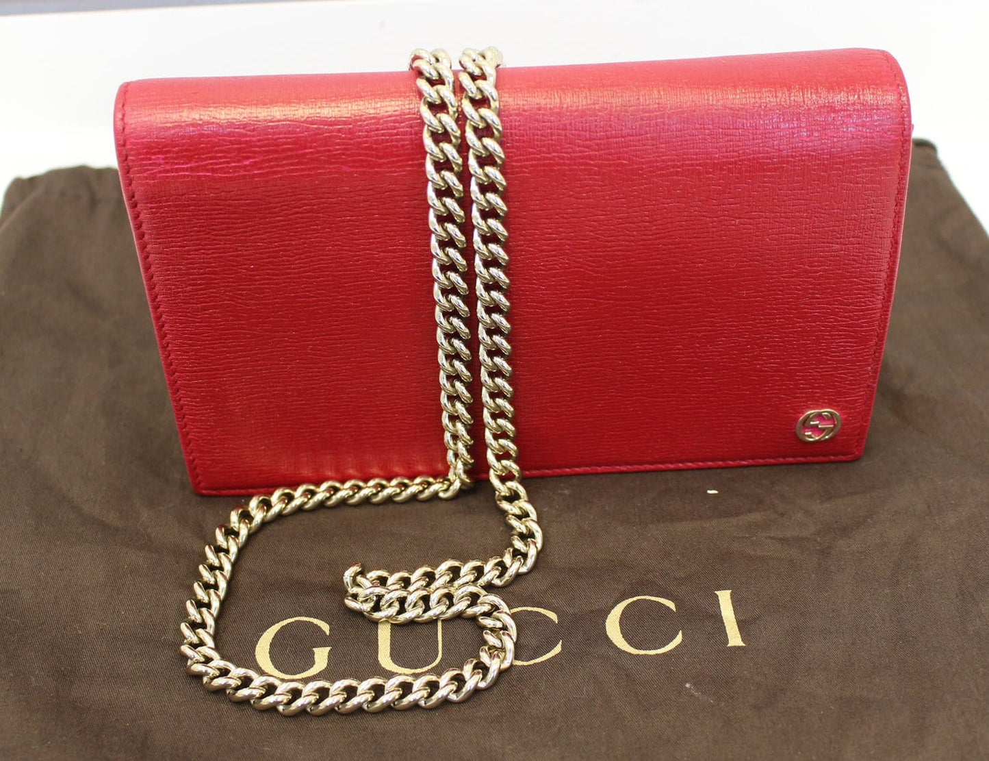 Gucci Fuchsia Crossbody Clutch Bag Red Chain Crossbody Bag