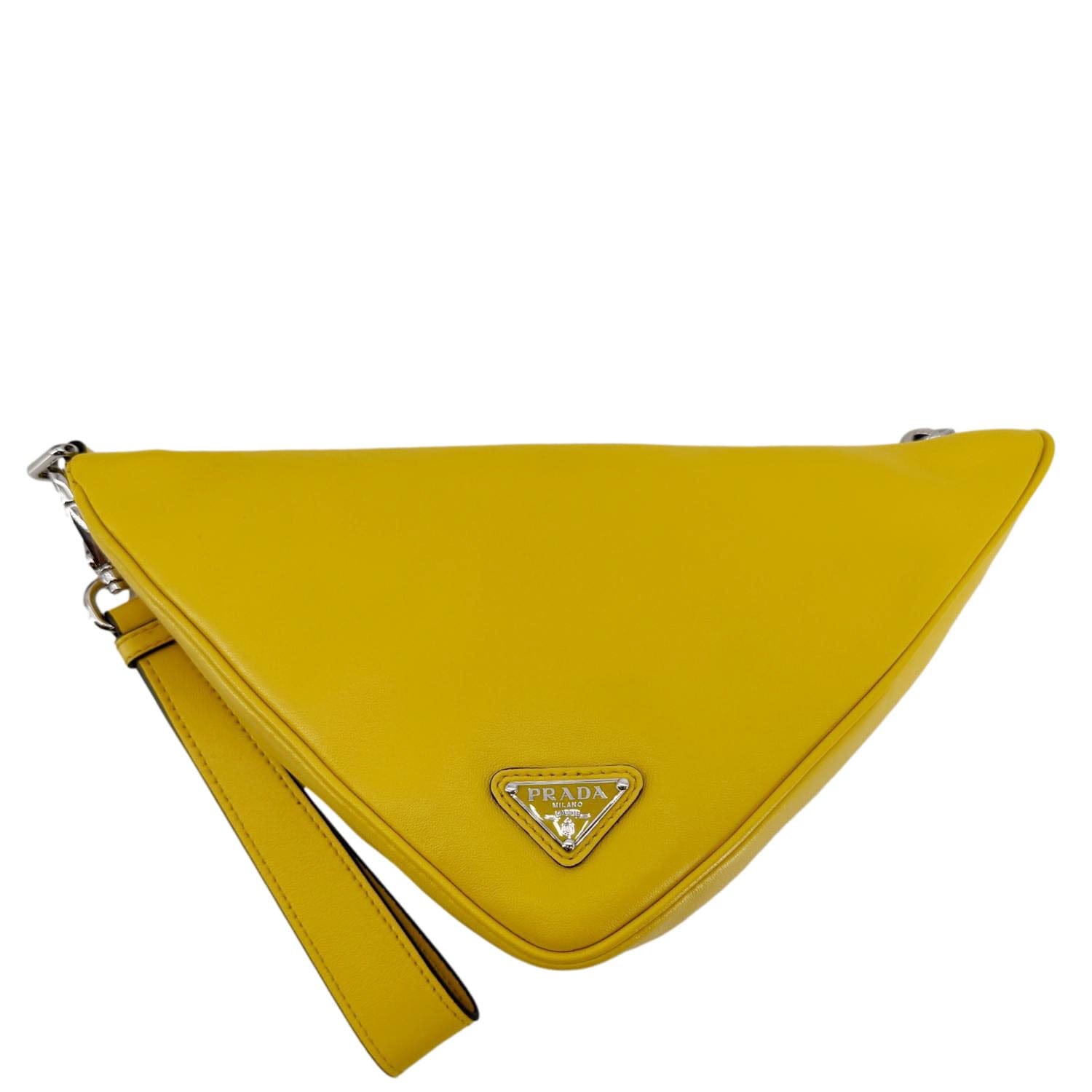 Prada Clutch Bag Triangle Clutch Leather Yellow
