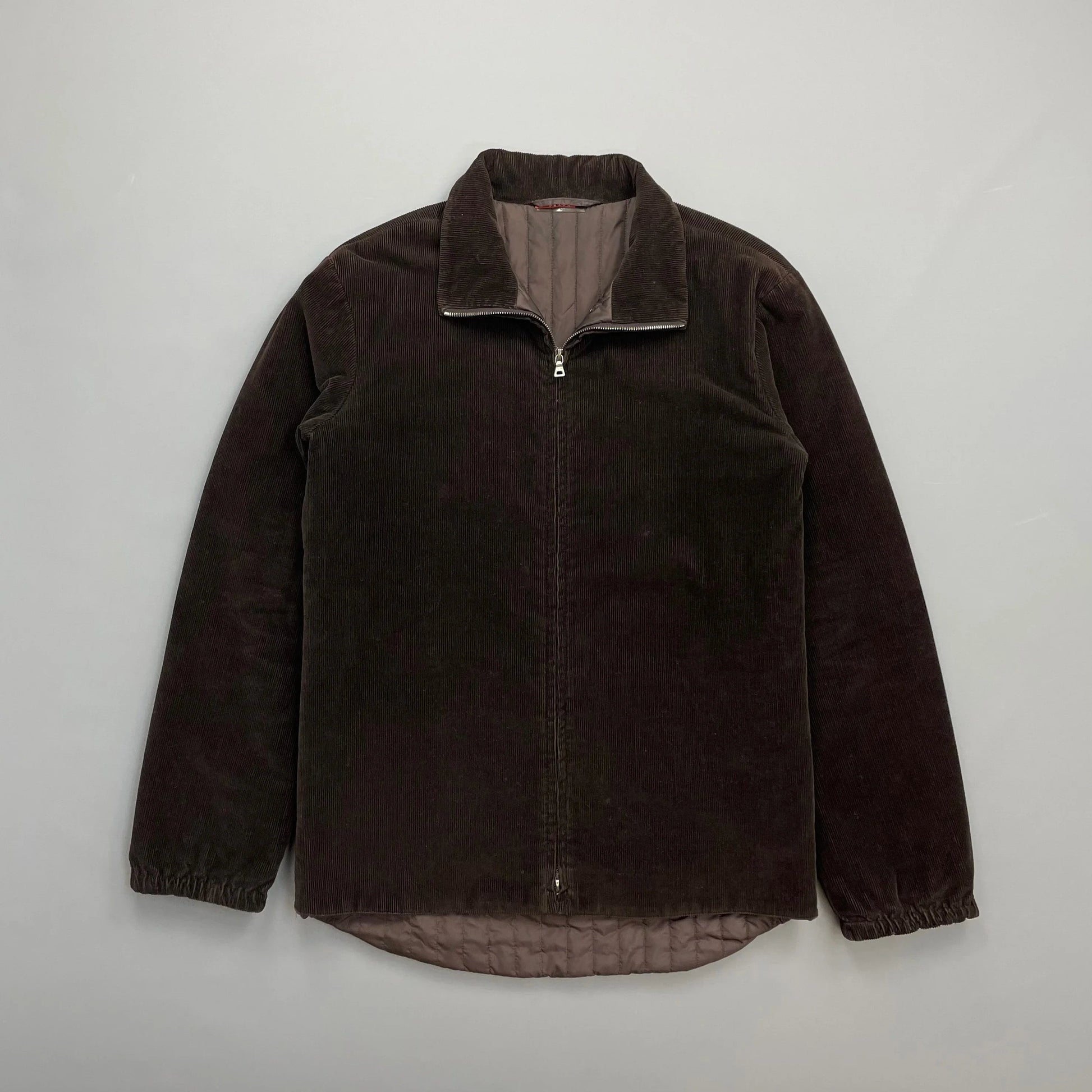 Prada Handbag Sport Corduroy Jacket w Padded Quilt Lining Brown