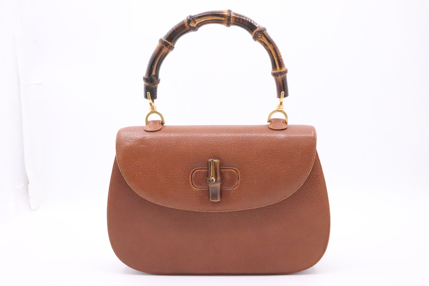 Gucci Bamboo Leather Tan Large Top Handle Handbag