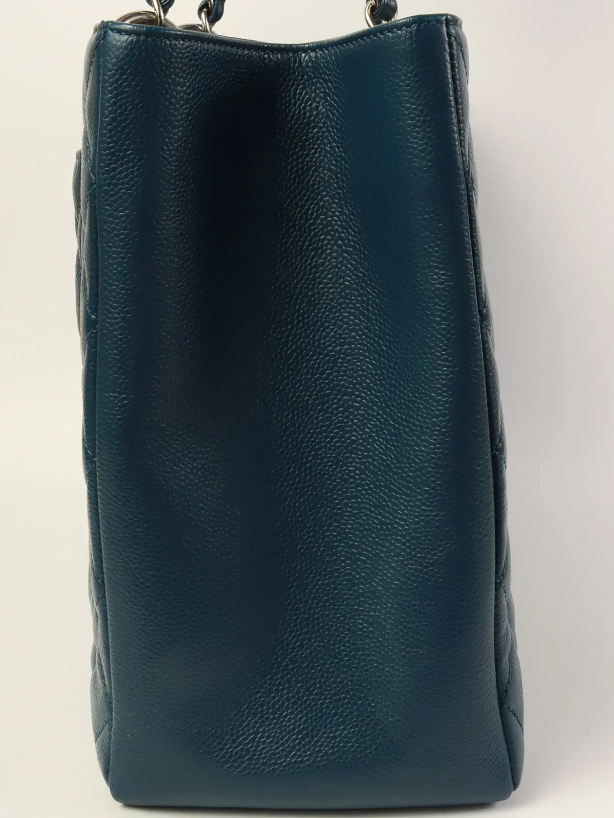 Chanel Around  Made Caviar Skin Cc Mark Stitch Chain Tote Bag Indigo Blue