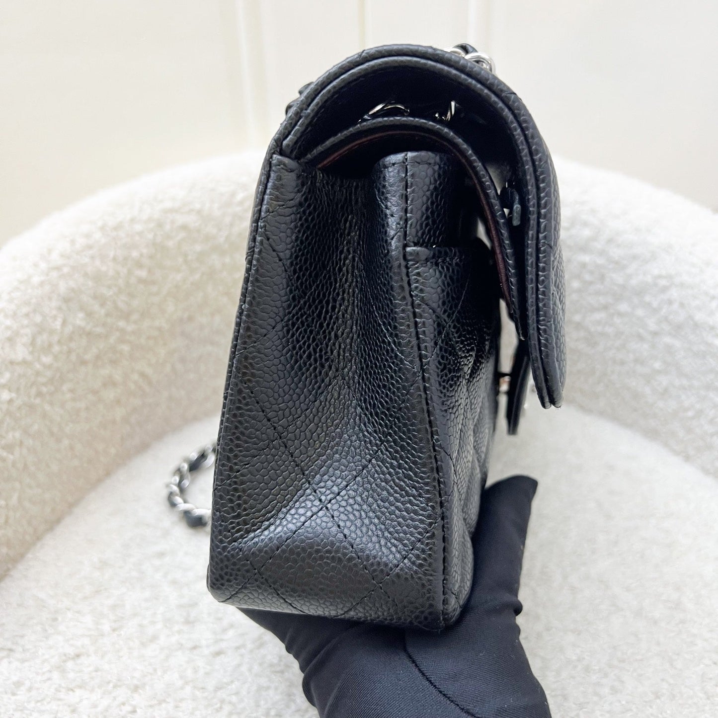 Chanel Small Classic Flap Cf In Black Caviar And Shw Bag