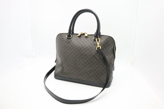 Celine Bowling Bag In Macadam Canvas Black Travel Bag