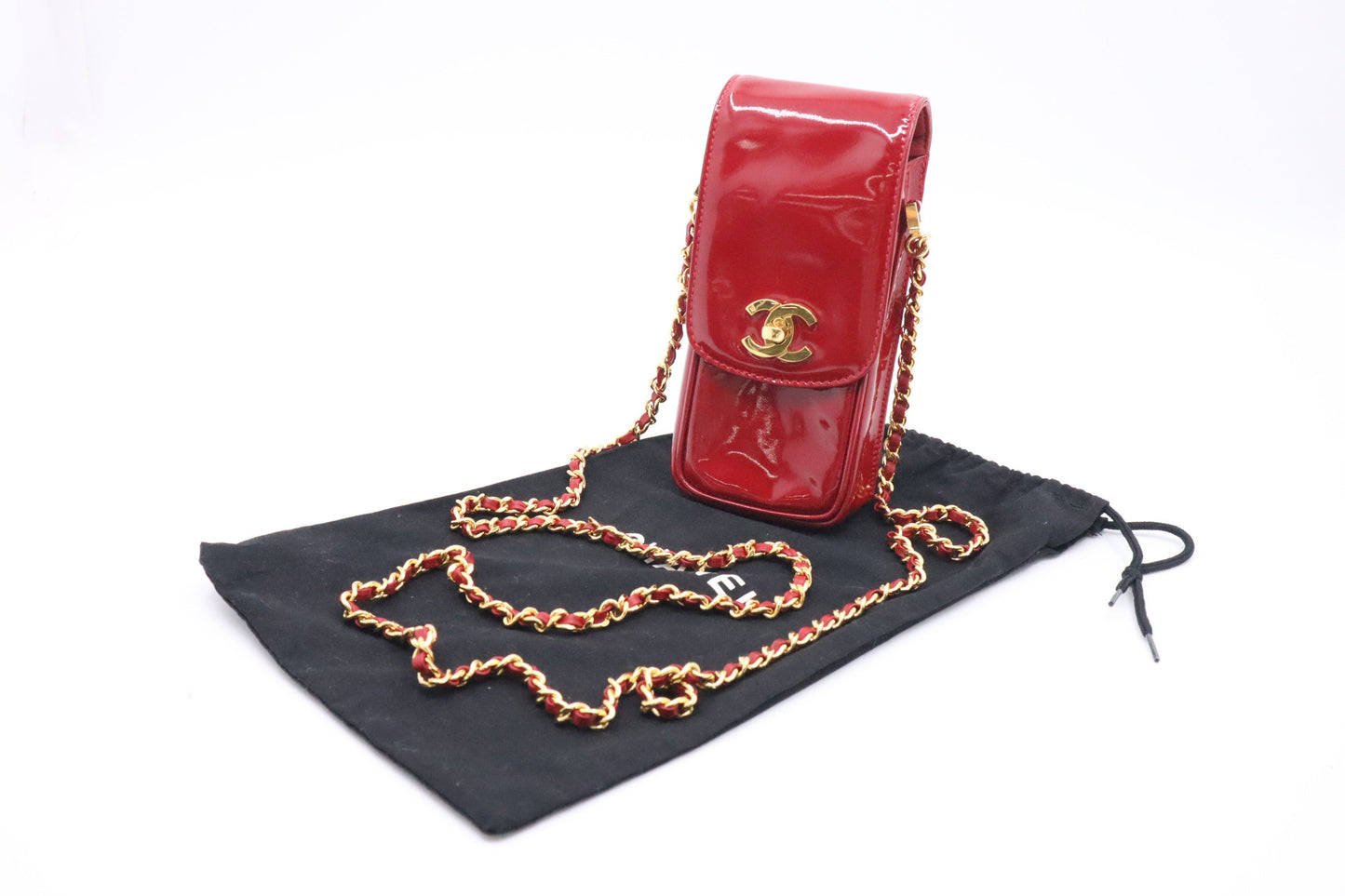 Chanel Phone Patent Red Leather Handbag